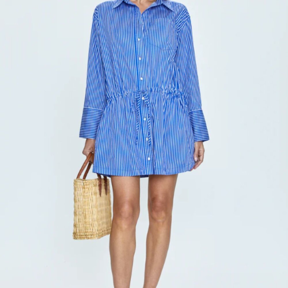 pistola Blue & White Striped Shirt Dress